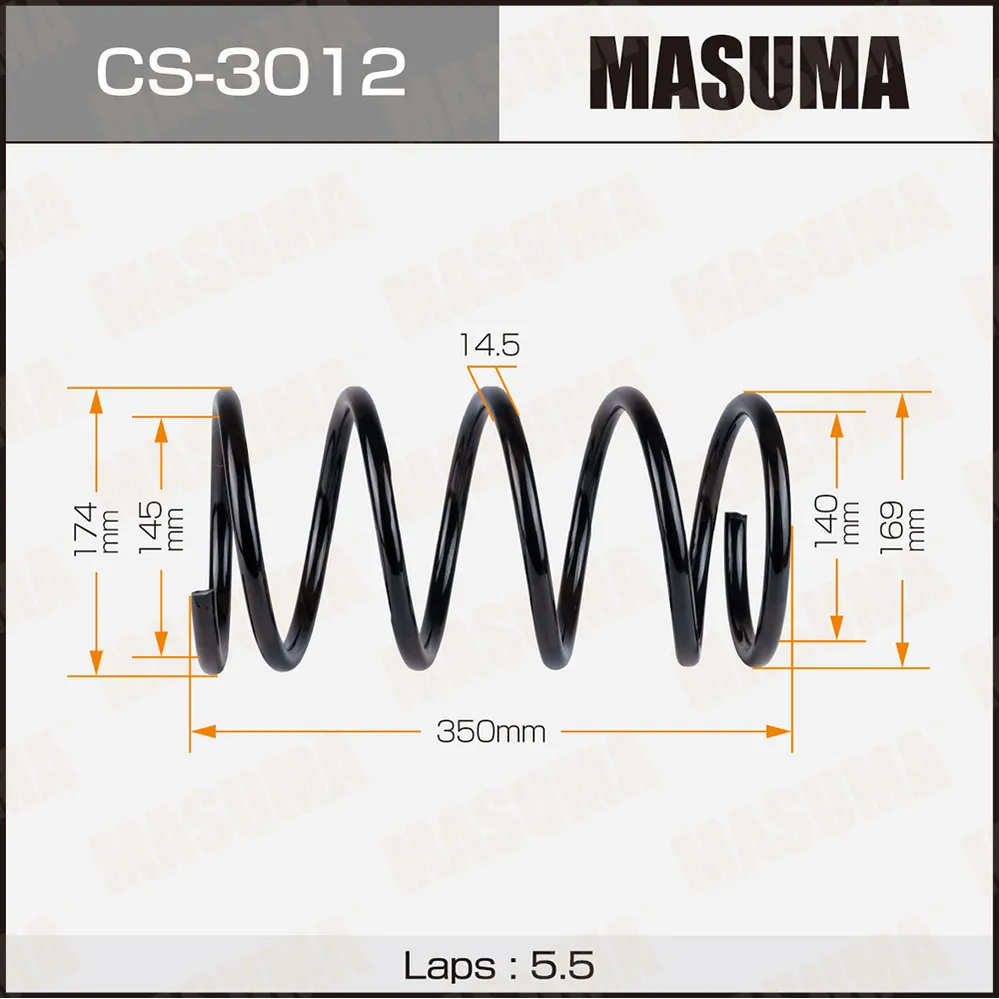 Пружина подвески MASUMA front MITSUBISHI LANCER / CS3A 03-11 MASUMA CS3012