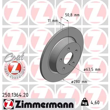 Диск тормозной ZIMMERMANN 250136420