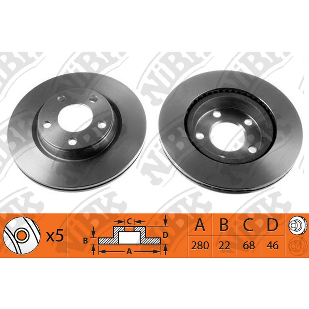 Диск тормозной передний VAG AUDI A4 94-08 / A8 99-10 / VW PASSAT B5 96-01 NIBK RN1085