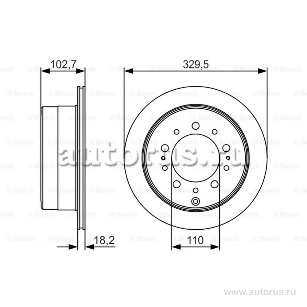 Диск тормозной TOYOTA LAND CRUISER J100 4.2-4.7 00-05LEXUS LX470 02-07 задний BOSCH 0986479R15