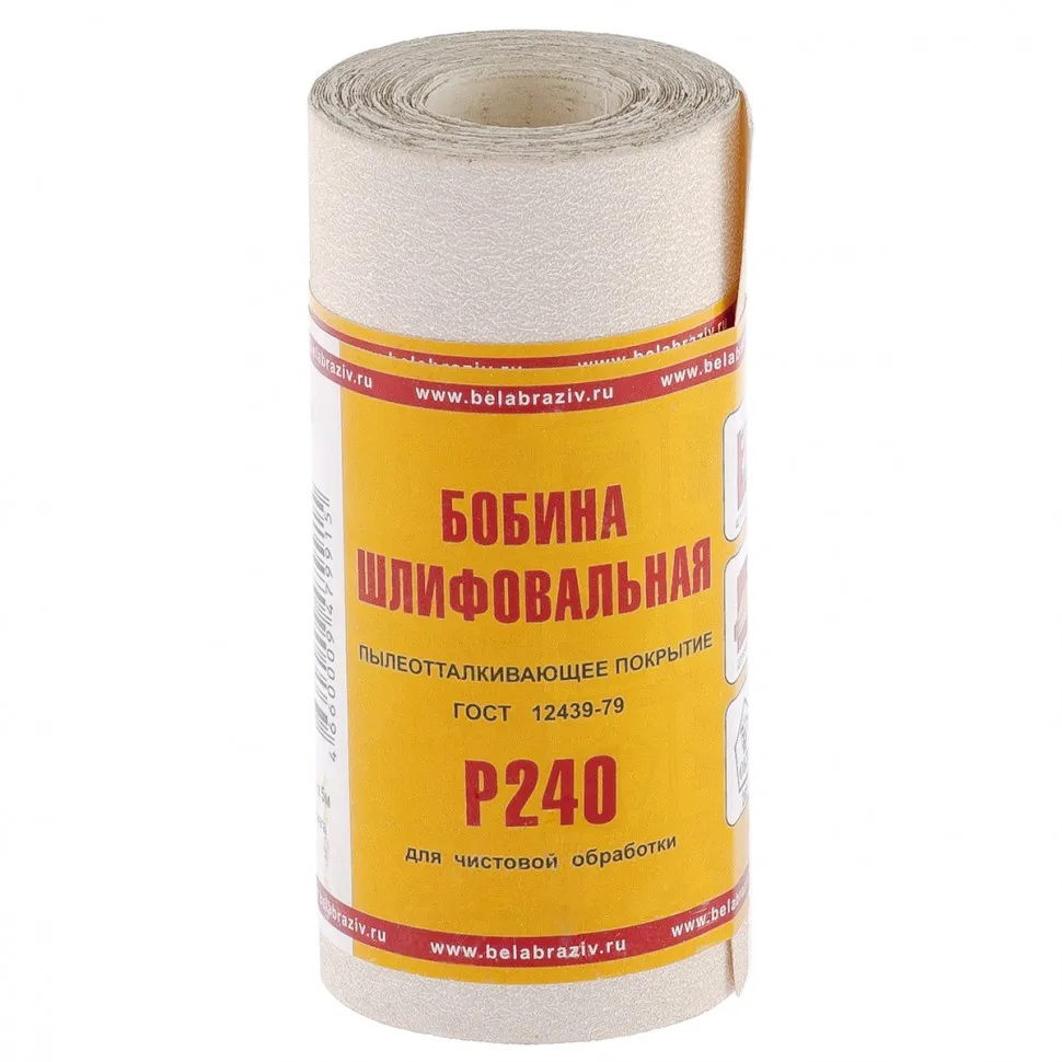 Шкурка на бумажной основе, LP10C, зерн. Р240, мини-рулон 115 мм x5 м (БАЗ) Россия NO NAME 75656