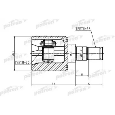 ШРУС внутренний 22x35x20 KIA PICANTO 04- PATRON PCV1356