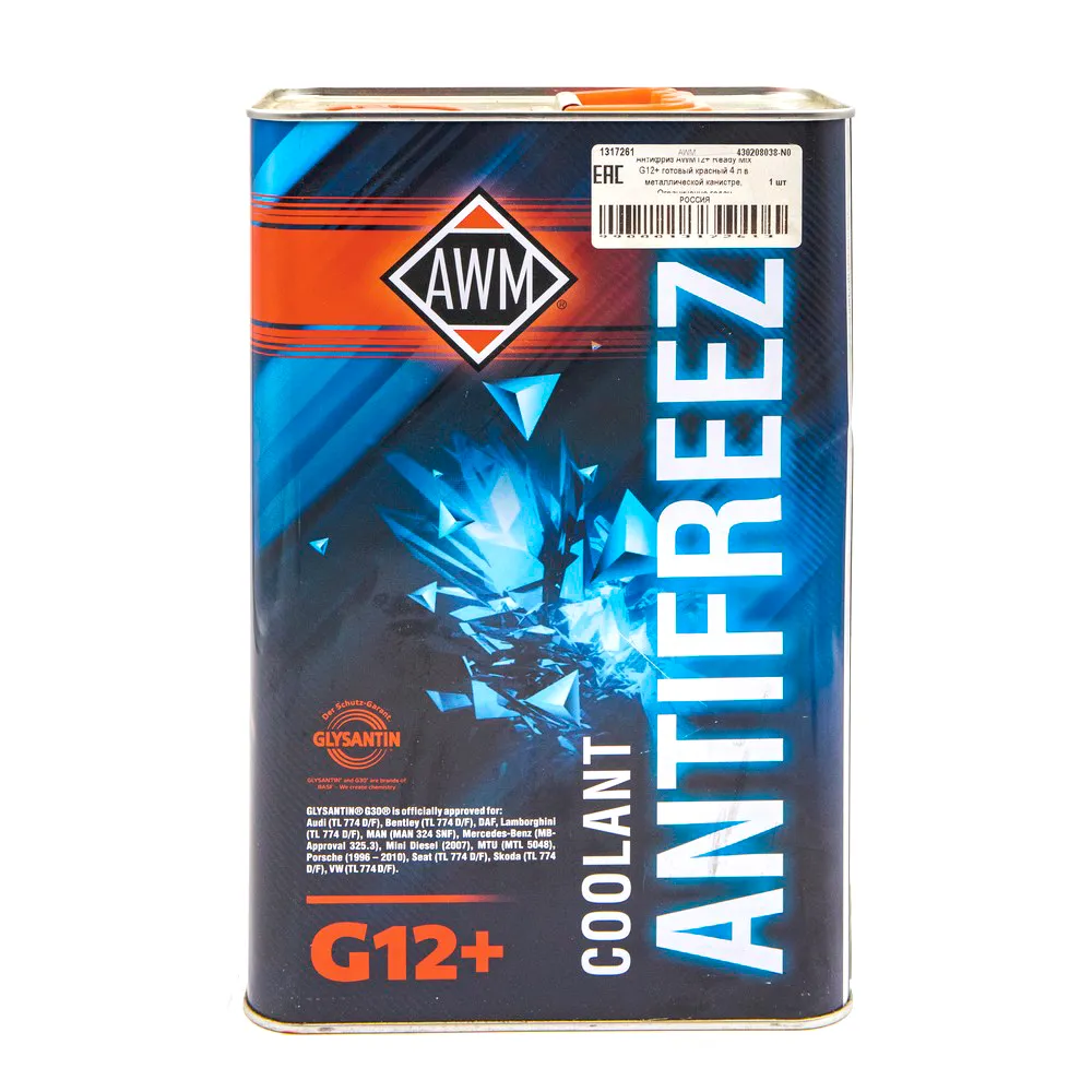 Уценка Антифриз AWM 12+ Ready Mix G12+ готовый красный 4 л 430208038-N0