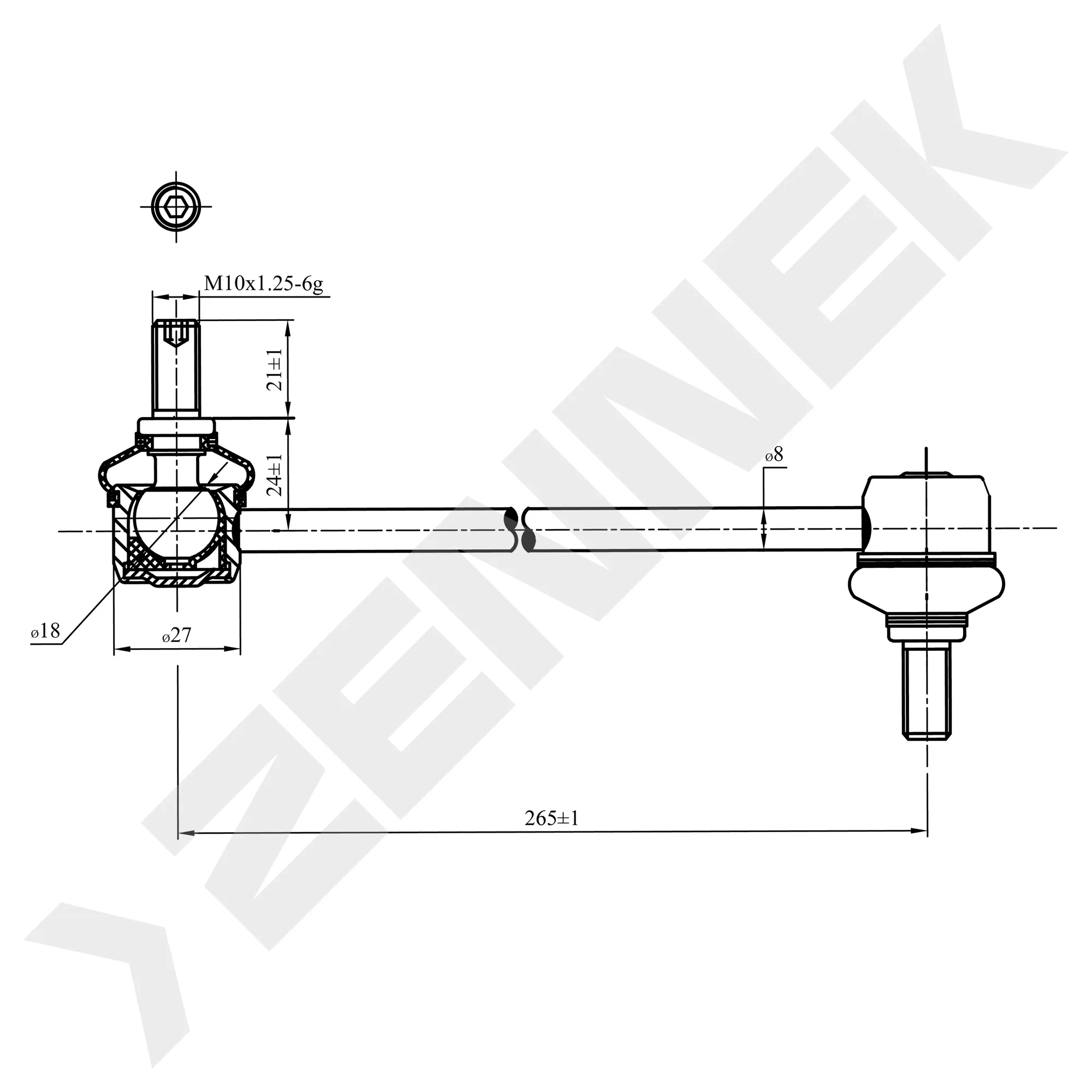Тяга стабилизатора передняя CHEVROLET AVEO/KALOS 02-08 ZENNEK DST0126