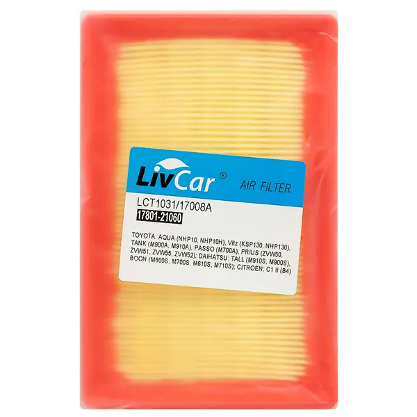 Фильтр воздушный LivCar OEM 17801-21060 TOYOTA (RHD, LHD) Полиуретан LIVCAR LCT1031/17008A