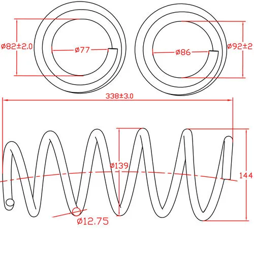 Пружина подвески передней VW Passat B6, B7, Passat CC, L339-D139-t12,75 Z48157R