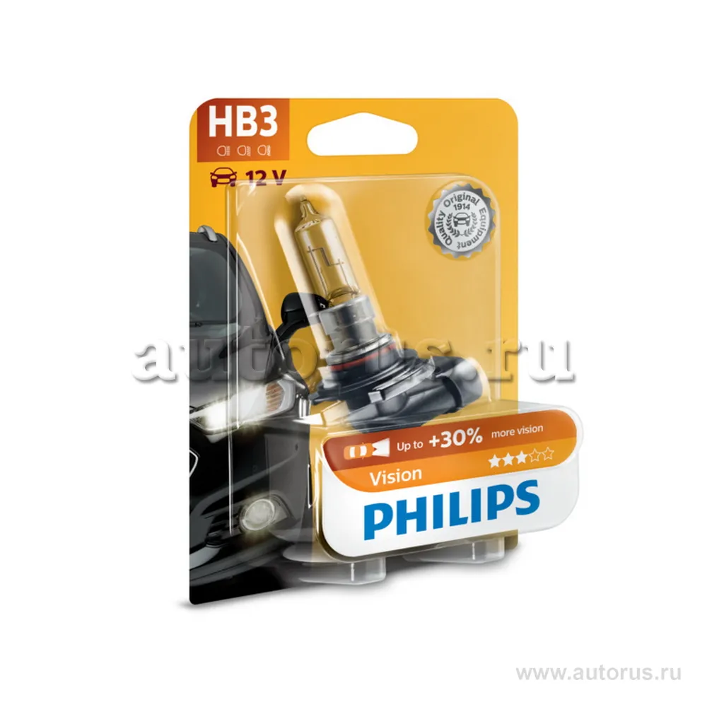 Лампа 12V HB3 60W 1500lm P20d 4300K PHILIPS Premium 1 шт. картон 9005PRB1