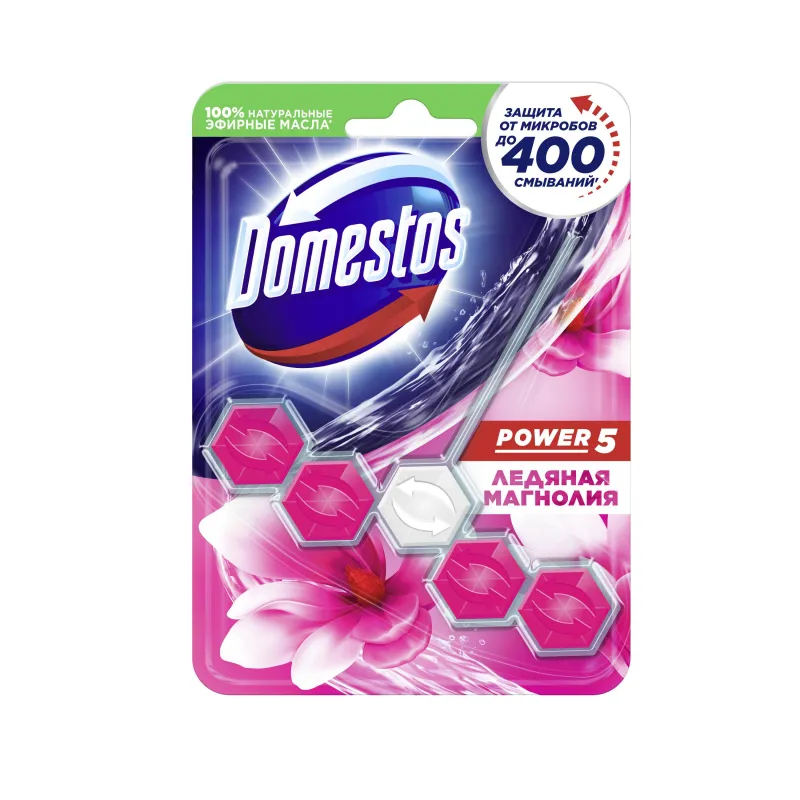 Блок для унитаза Domestos POWER 5 Ледяная магнолия 55гр на блистере 1442630