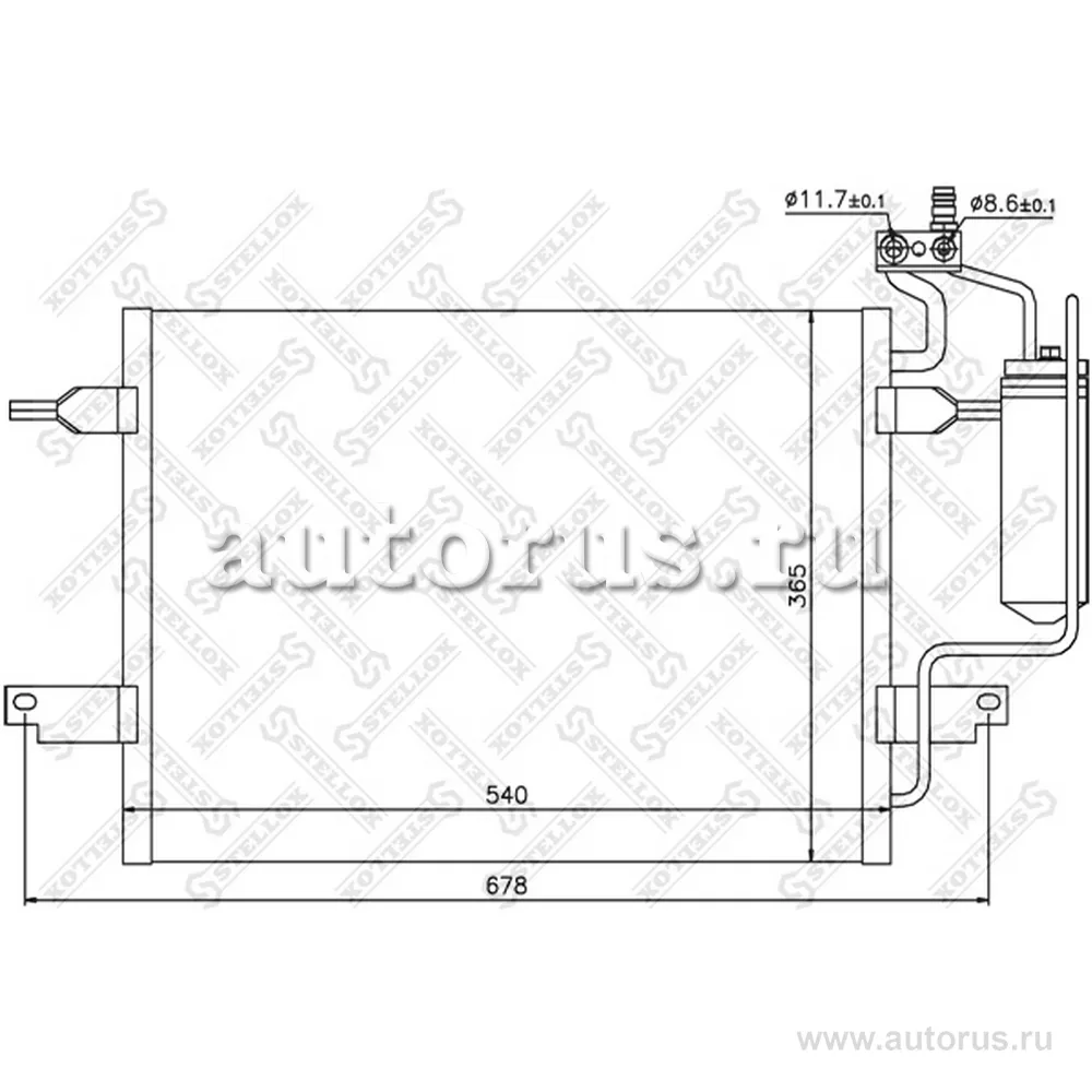 Радиатор кондиционера без осушителя Opel Meriva 1.4-1.8/1.7DTi 03> STELLOX 10-45225-SX