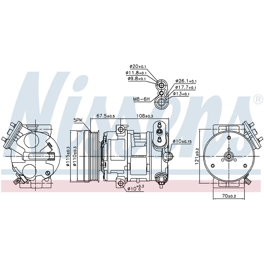 Компрессор кондиционера OPEL Corsa D/E mot.1,0/1,2/1,4L NISSENS 89100
