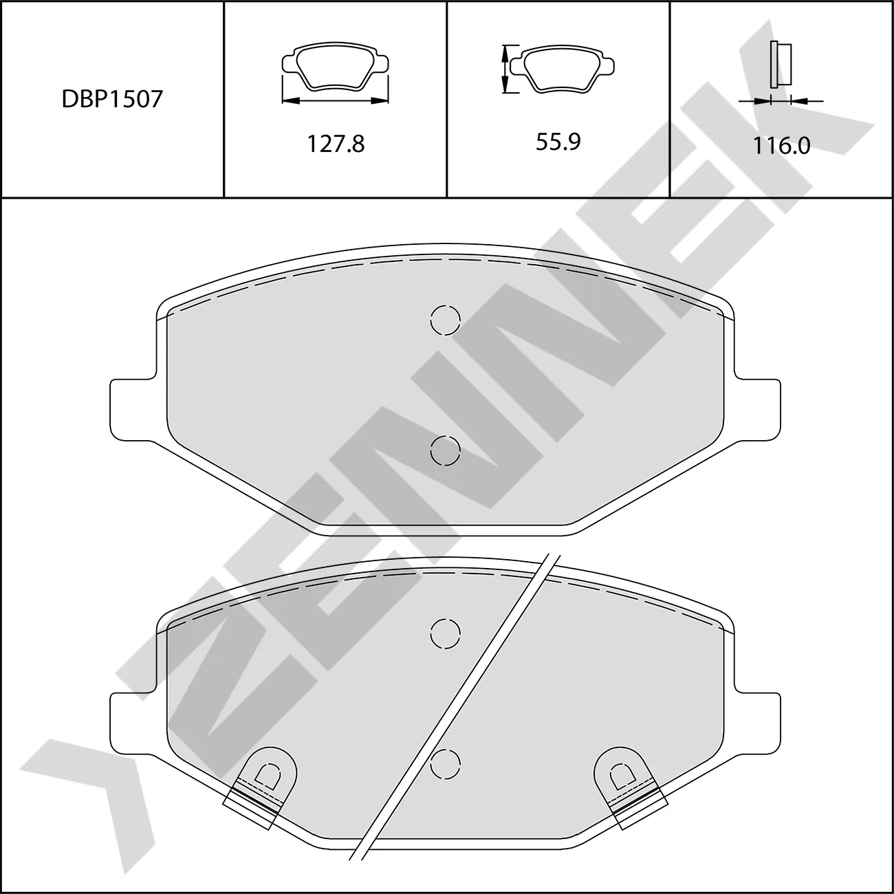 Колодки тормозные передние GEELY COOLRAY 18, BINUE COOL 20, BELGEE X50 23 ZENNEK DBP1507