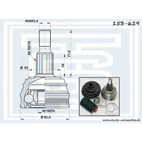 ШРУС VW GOLF IV 1,4/1,6 МКПП 08.97-- STARKE 153-629