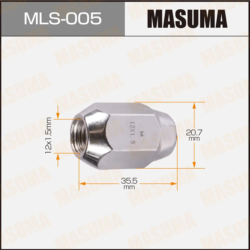 Гайка колесная 12x1.5 / под ключ=21 мм MASUMA MLS-005
