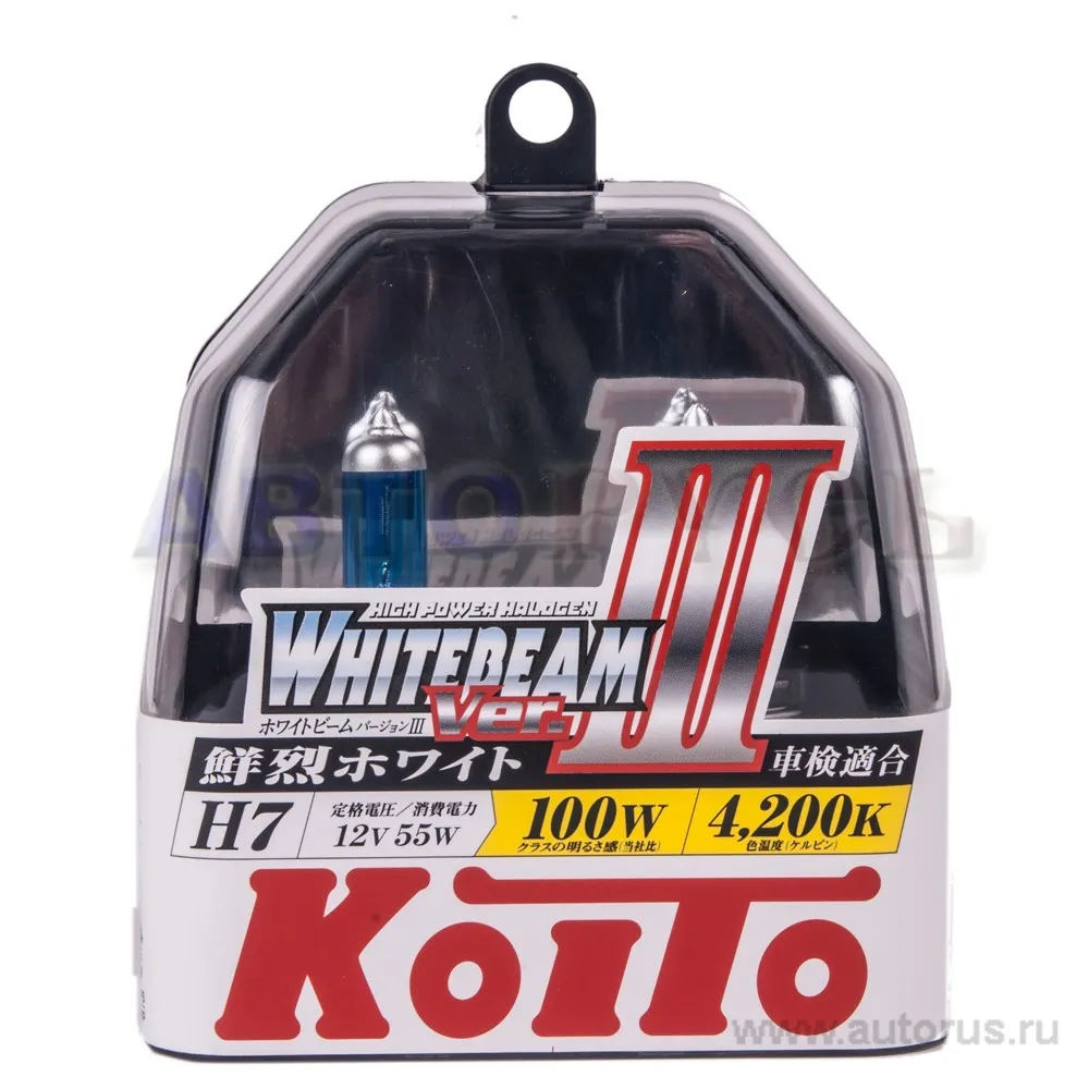 Лампа 12V H7 100/55W PX26d 4200K KOITO Whitebeam комплект DUOBOX P0755W