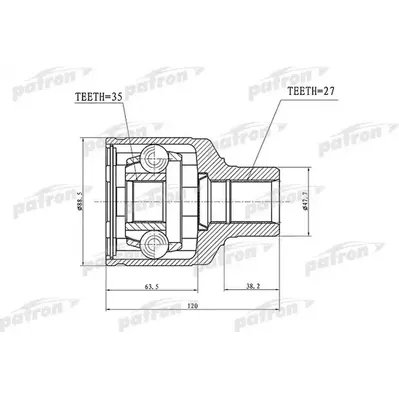 ШРУС внутренний 27x47.7x35 SSANG YONG REXTON II 06- PATRON PCV1238