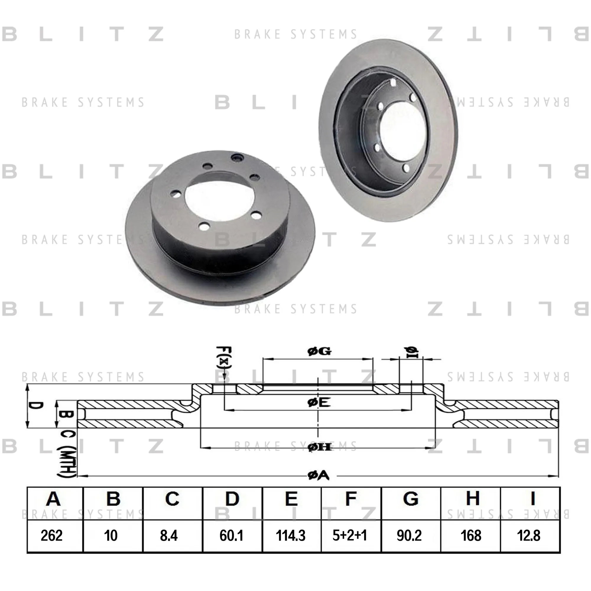 Диск тормозной задний MITSUBISHI LANCER/OUTLANDER/SPACE RUNNER/ECLIPSE 9 BLITZ BS0305