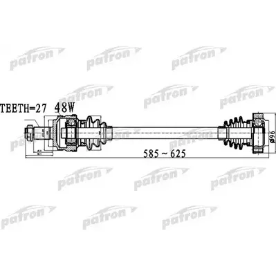 Полуось задняя правая левая 27x585x64 ABS: 48T BMW 3 COMPA PATRON PDS0479