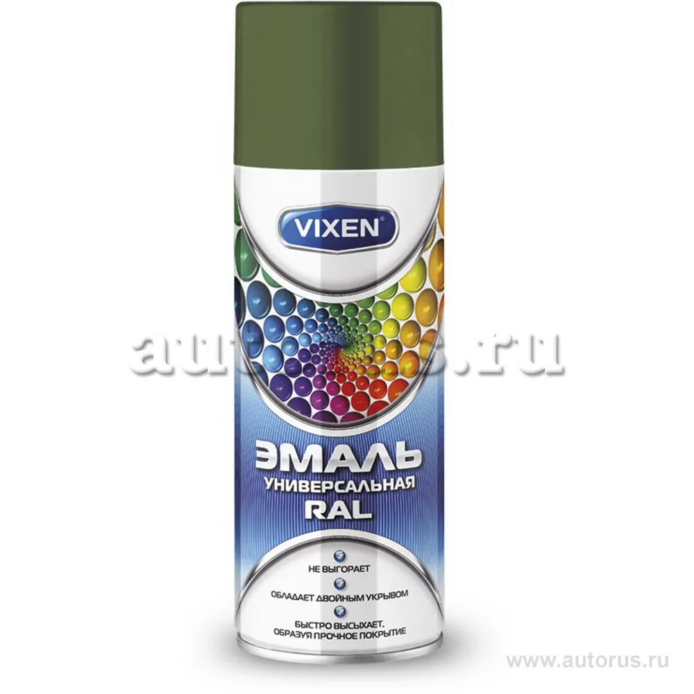 Эмаль универсальная VIXEN RAL, защитно-оливковый (RAL 6003), аэрозоль 520 мл VX-16003