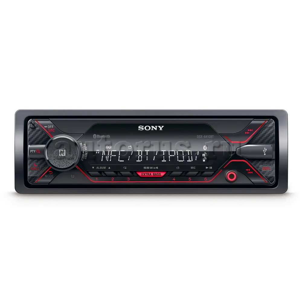 Автомагнитола SONY DSX-A410BT, 4x55вт, USB, AUX, Bluetooth, красная подсветка