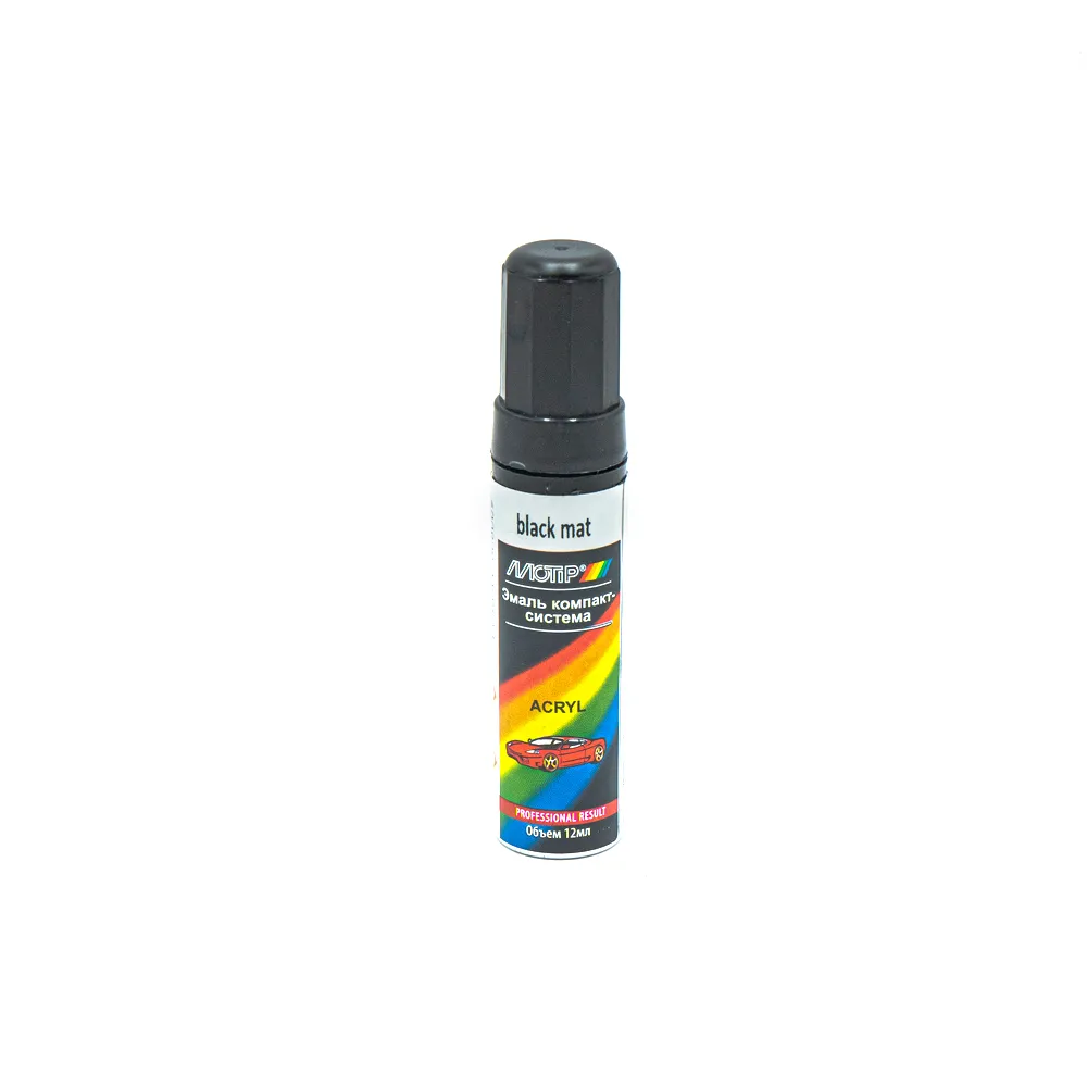 Краска акриловая с кисточкой черная матовая 12 мл. black mat 12 ml. Motip black mat 12ml