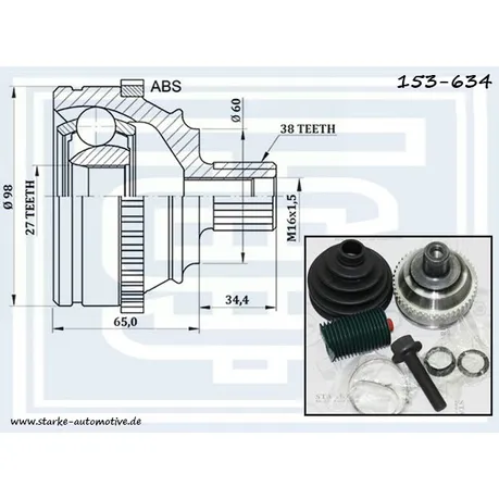 ШРУС VW T-4 09.95-- c ABS STARKE 153-634