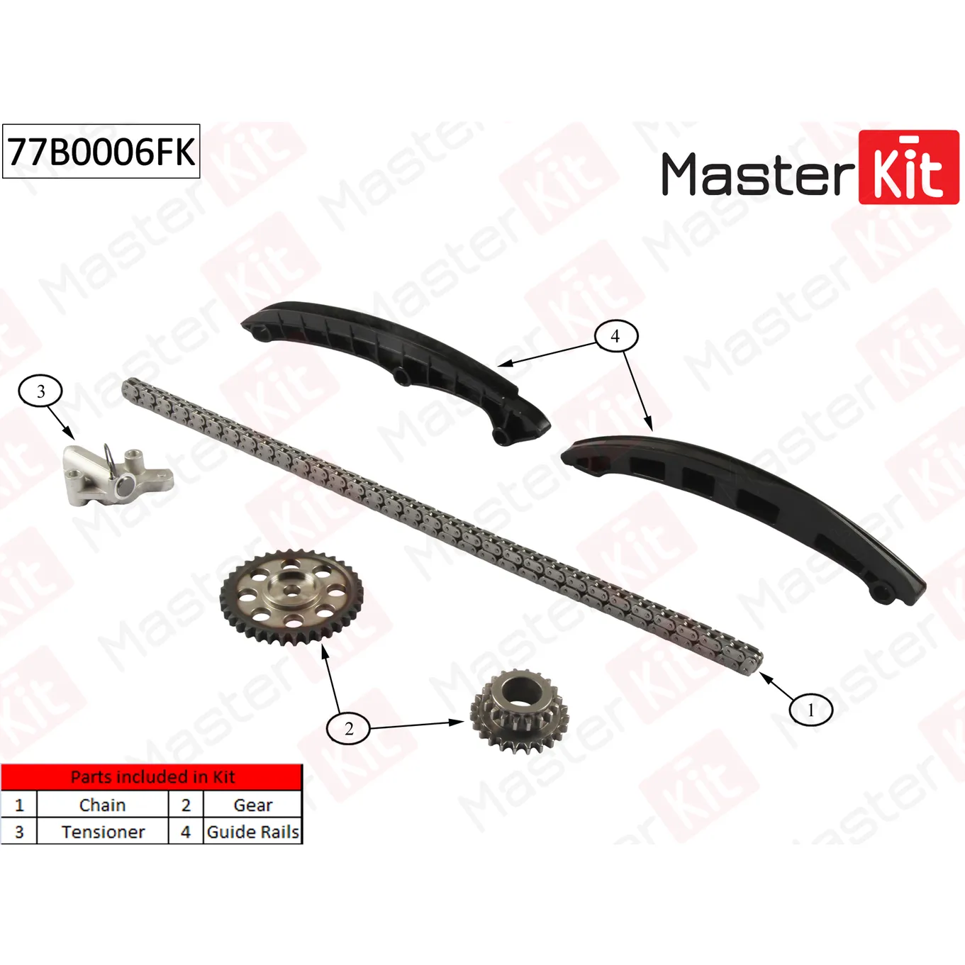 Комплект цепи ГРМ Audi.VW:1.4FSi/TFSi 16V 07> MASTERKIT 77B0006FK