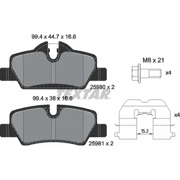 Колодки дисковые задние bmw 2 f45 f43, mini 13 TEXTAR TEXTAR 2598001