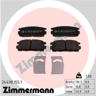 Колодки зад. CHEVROLET CAPTIVA 06- ZIMMERMANN 244981551
