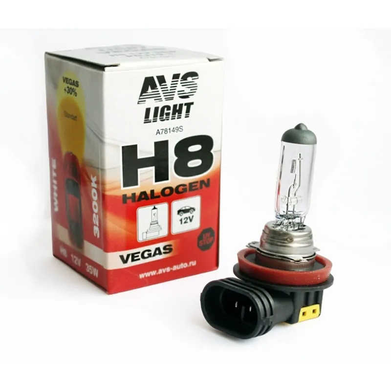Лампа галогенная VEGAS H8.12V.35W.1шт. AVS A78149S