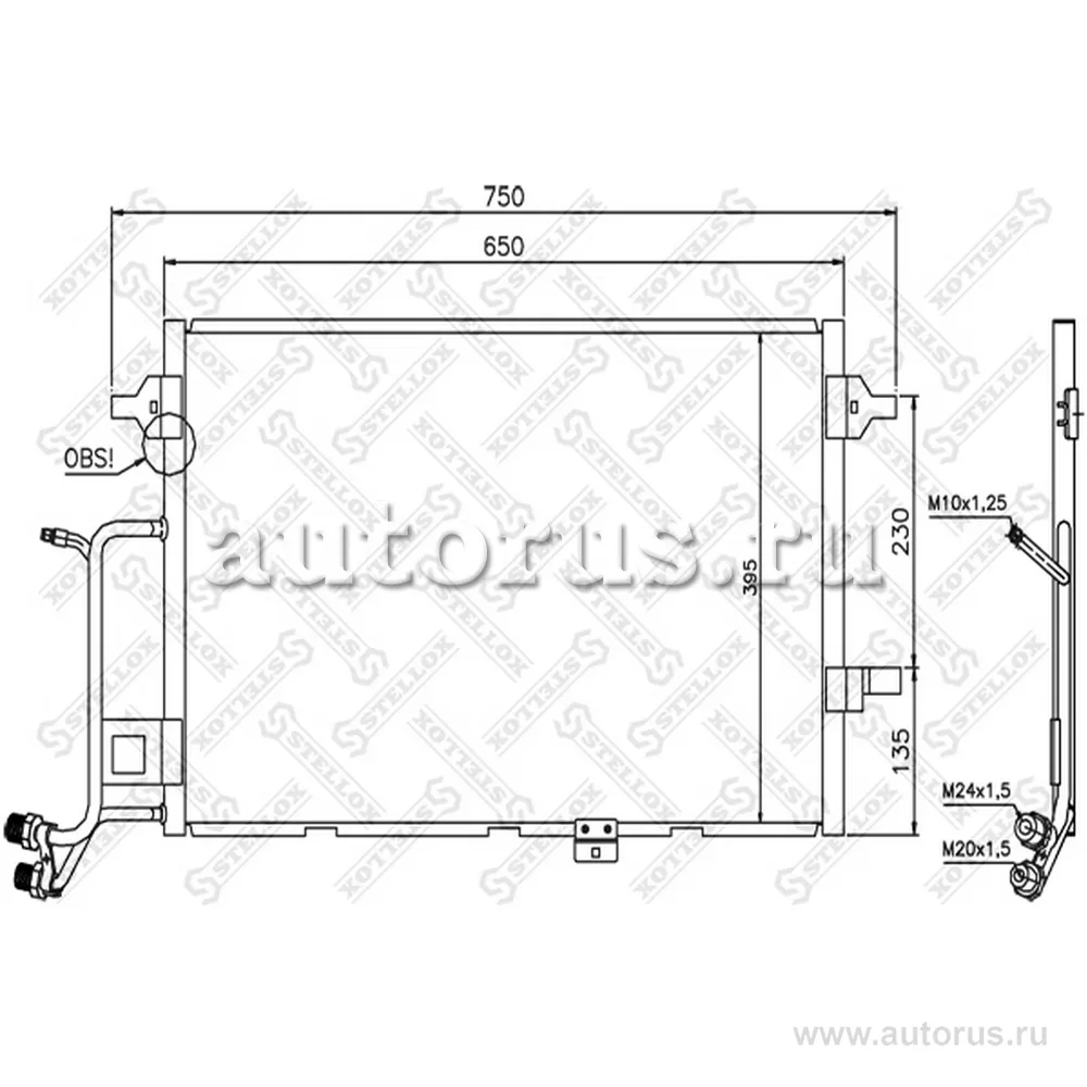 Радиатор конд. Audi A6 2.5TDi 97-05 STELLOX 10-45204-SX
