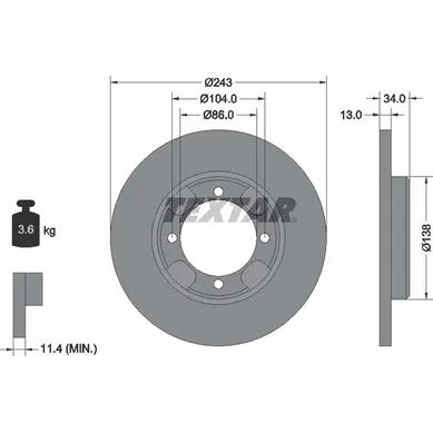 Диск тормозной передний стандартный MITSUBISHI TEXTAR 92034600