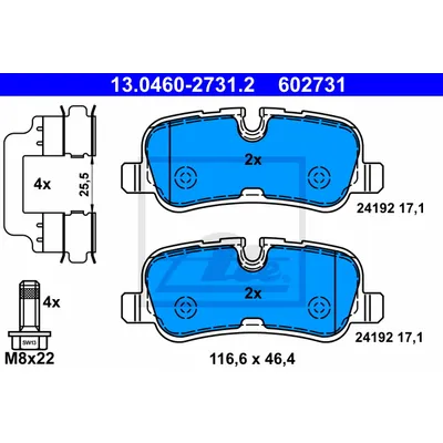 Колодки дисковые задние landrover discovery range rover 5.0 3.0td 09 LAND ROVER ATE 13.0460-2731.2