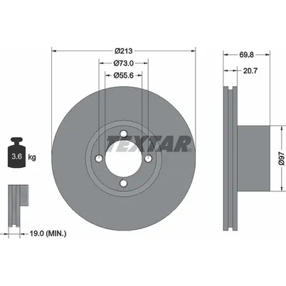 Диск тормозной передний стандартный AUSTIN/MG TEXTAR 92064700