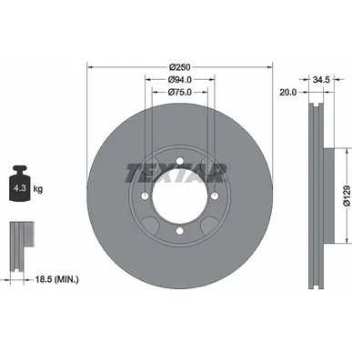 Диск тормозной передний стандартный FORD AUSTRALIA/MAZDA TEXTAR 92047200