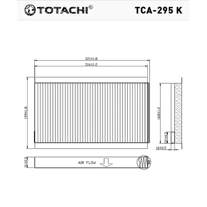 Фильтр салона TOTACHI TCA-295K 64 31 6 935 823 CUK 3139 TOTACHI TCA-295K