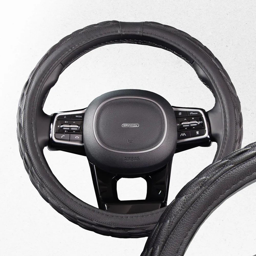 Оплетка на руль Modern-4 экокожа, Черная M, SKYWAY SKYWAY S01102231