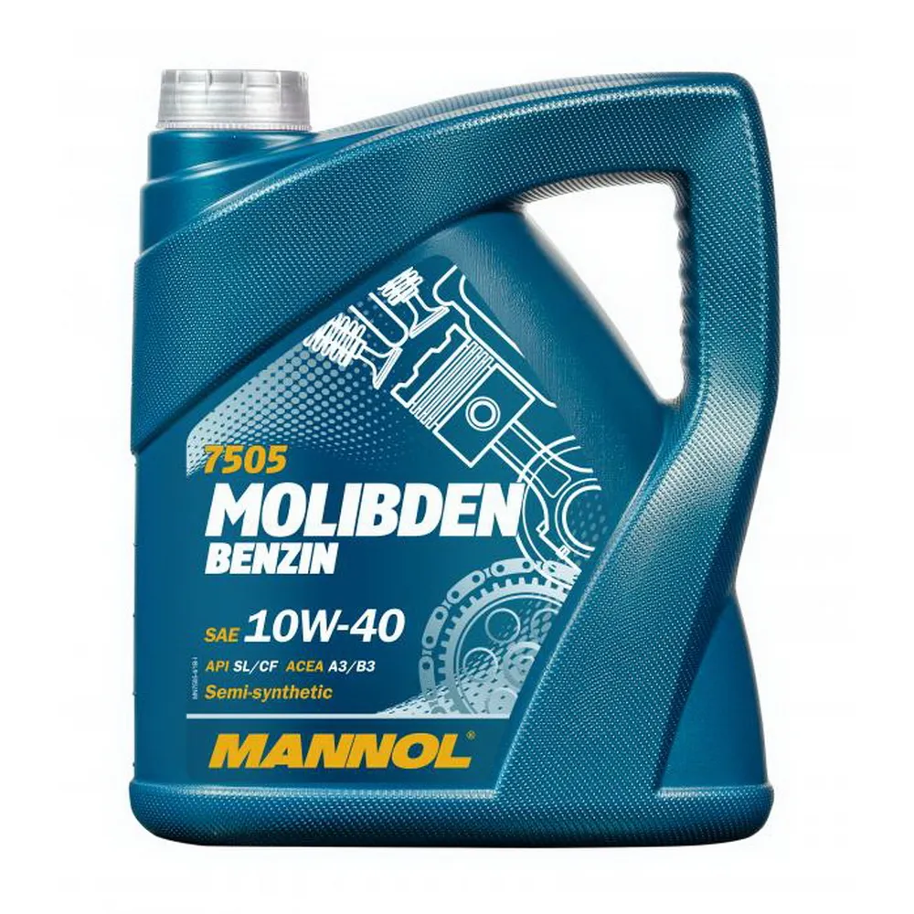 Масло моторное MANNOL 7505 Molibden Benzin 10W-40 SL/CF A3/B3 полусинтетическое 4 л MANNOL MN75054
