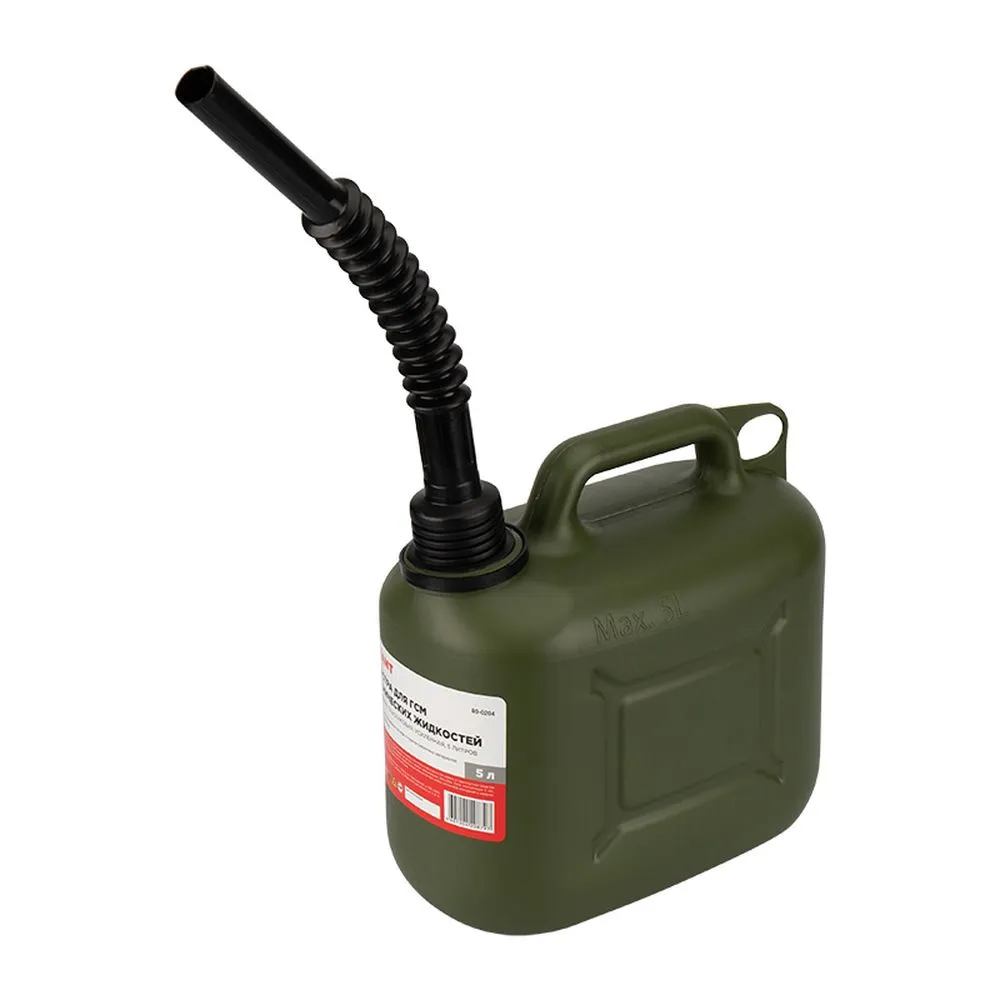 Канистра для ГСМ и технических жидкостей, вертикальная 5 л, пластиковая, усиленная REXANT 80-0204