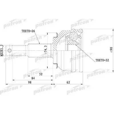 ШРУС наружн 26x54.1x32 Chrysler: Town & Country 90-00, PATRON PCV9819