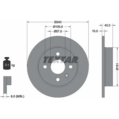 Диск тормозной задний с покрытием PRO HOLDEN/OPEL/VAUXHALL TEXTAR 92092003
