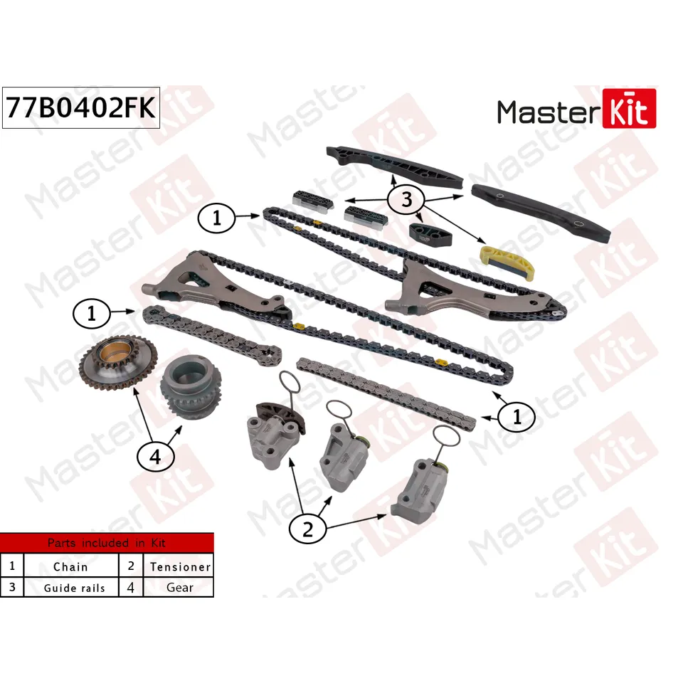Комплект цепи ГРМ MB M278 (12-) / M157DE55AL/ M278DE46AL MASTERKIT 77B0402FK