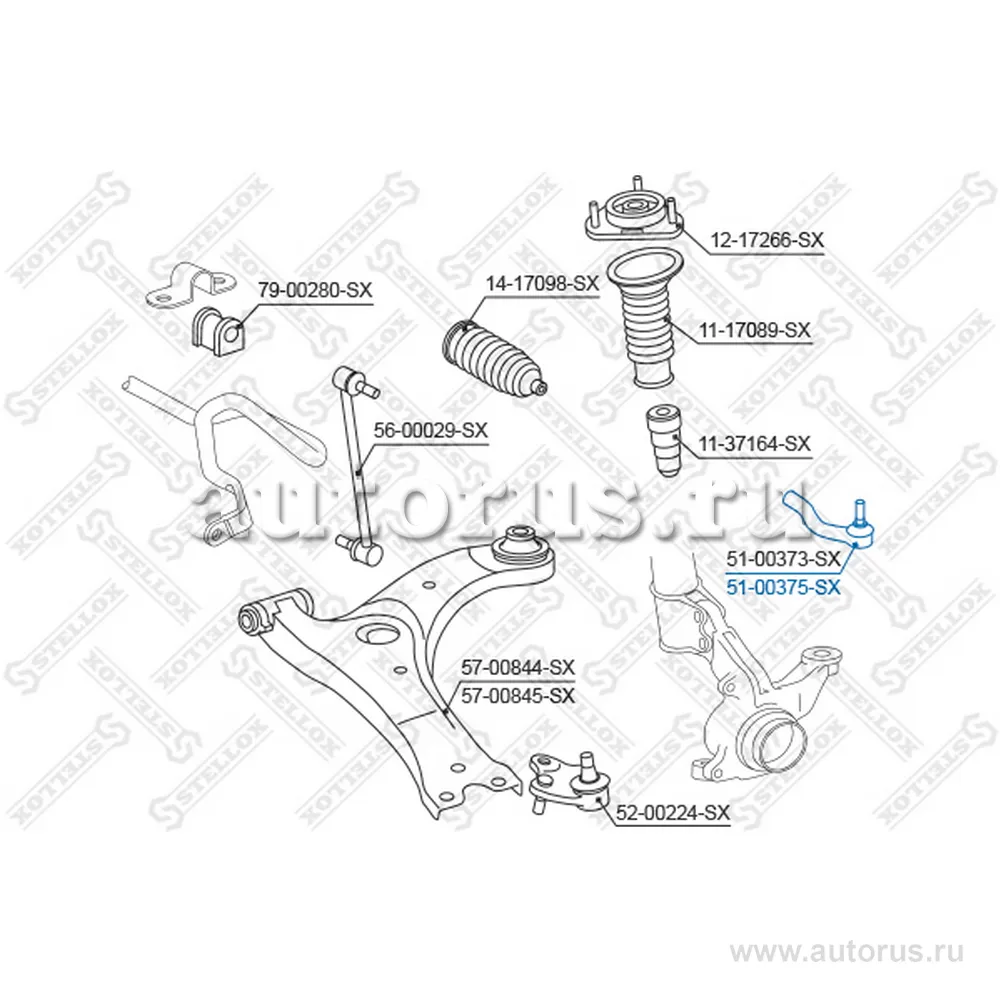 Наконечник рулевой правый Toyota Avensis 1.6-2.0/2.0-2.2D-4D 09> STELLOX 51-00375-SX
