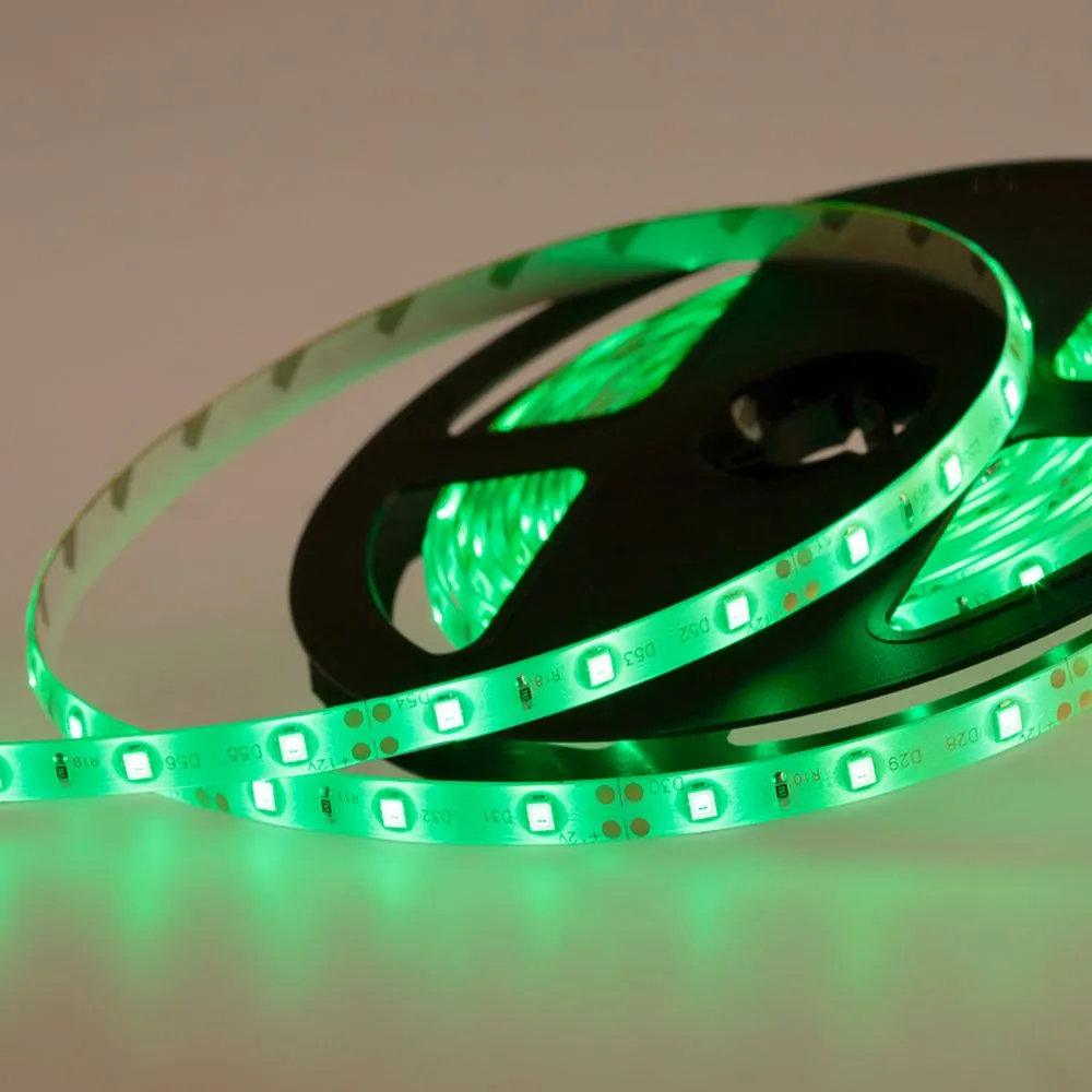 Лента светодиодная 12В, SMD2835, 60 LED/м, зеленый, 8мм, 5м, IP65 Lamper 141-354