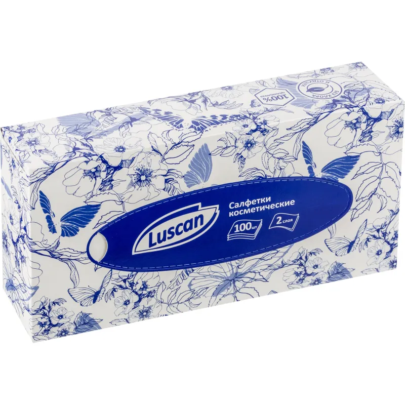 Салфетки косметические Luscan 2сл 100шт/уп белые Luscan 829267