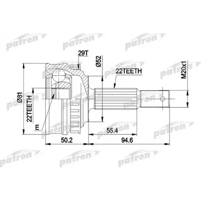 ШРУС наружн к-кт 22x52x22 D81 ABS:29T OPEL: VECTRA/ASTR PATRON PCV1056