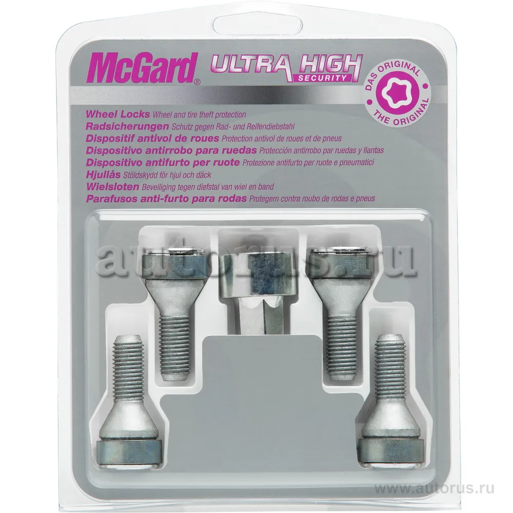 Секретки колесные болт M14x1,5 хром, длинна 53,6 mm, конус, под ключ 19 mm McGard 27000 SL