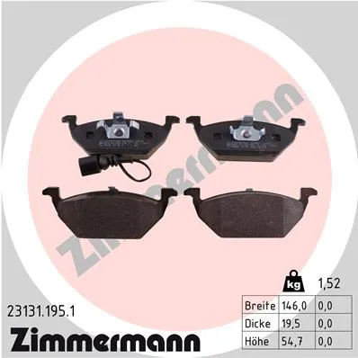 Колодки тормозные передние AUDI A2 1.4 00-> ZIMMERMANN 23131.195.1