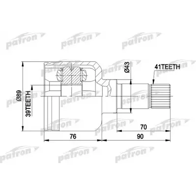 ШРУС внутренний левый 41x89x39 CITROEN: JUMPER БОРТОВОЙ PATRON PCV5020