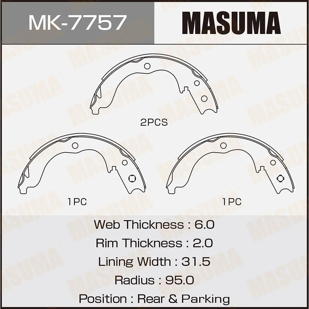 Колодки барабанные MITSUBISHI DELICA D:5 MASUMA MK-7757