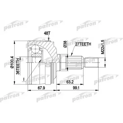 ШРУС наружн к-кт 27x71.5x36 ABS:48T MERCEDES-BENZ: VITO PATRON PCV1373